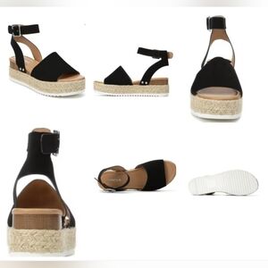 Soda Topic Espadrille Platform Sandals size 10 Black